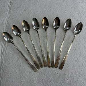 Vintage SL&GH Rogers A1+, Oneida Silverplate iced tea spoons set of 8 Carnival *